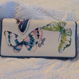 🦋RARE🦋 Brighton VINTAGE White Wallet Watercolor And Embroidery Butterflies